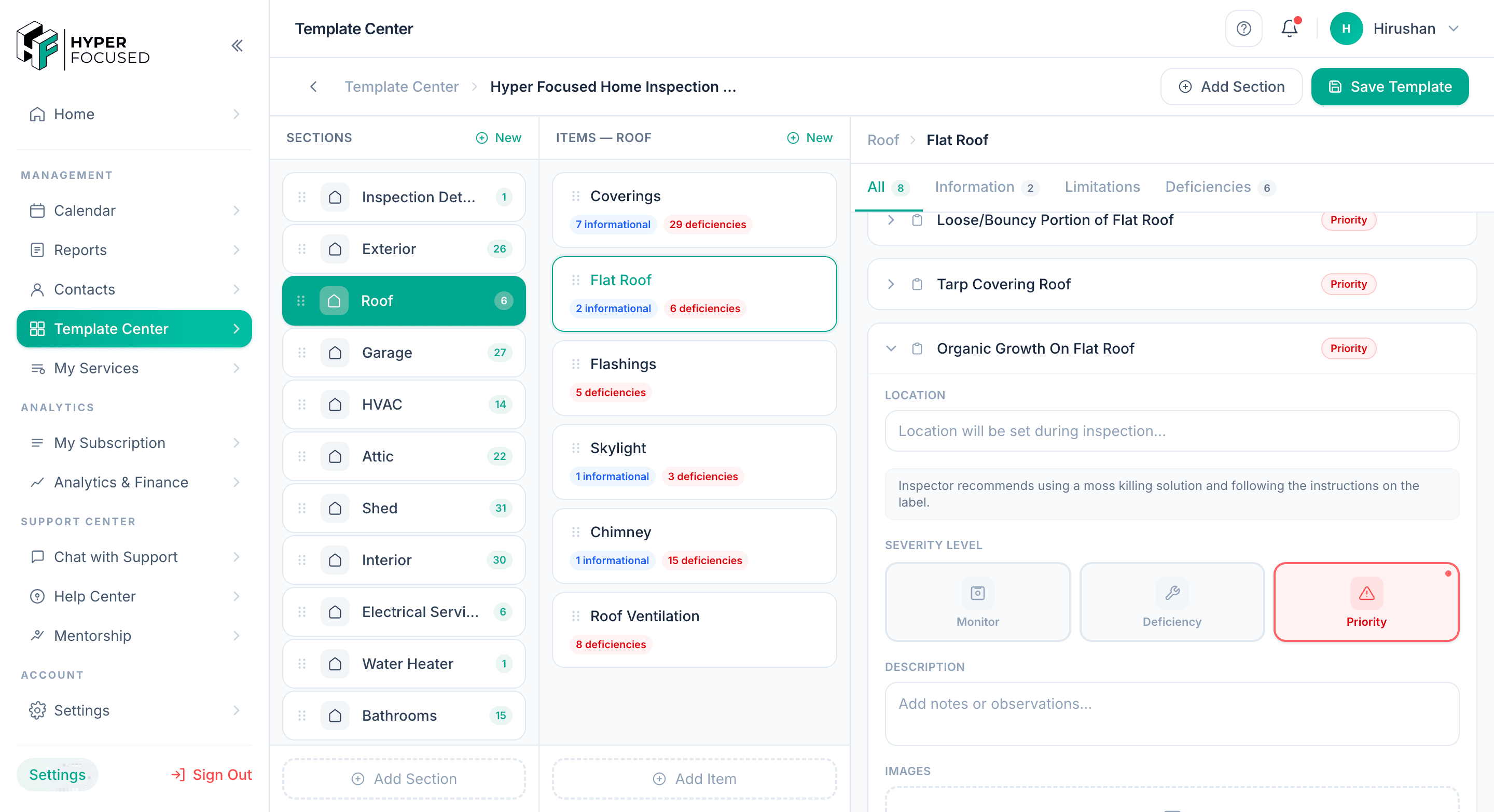HyperFocus inspection templates builder